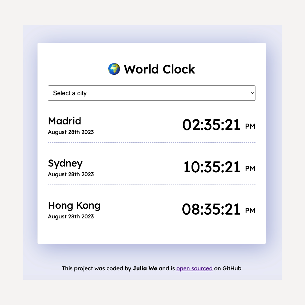 Worldclock Project Preview